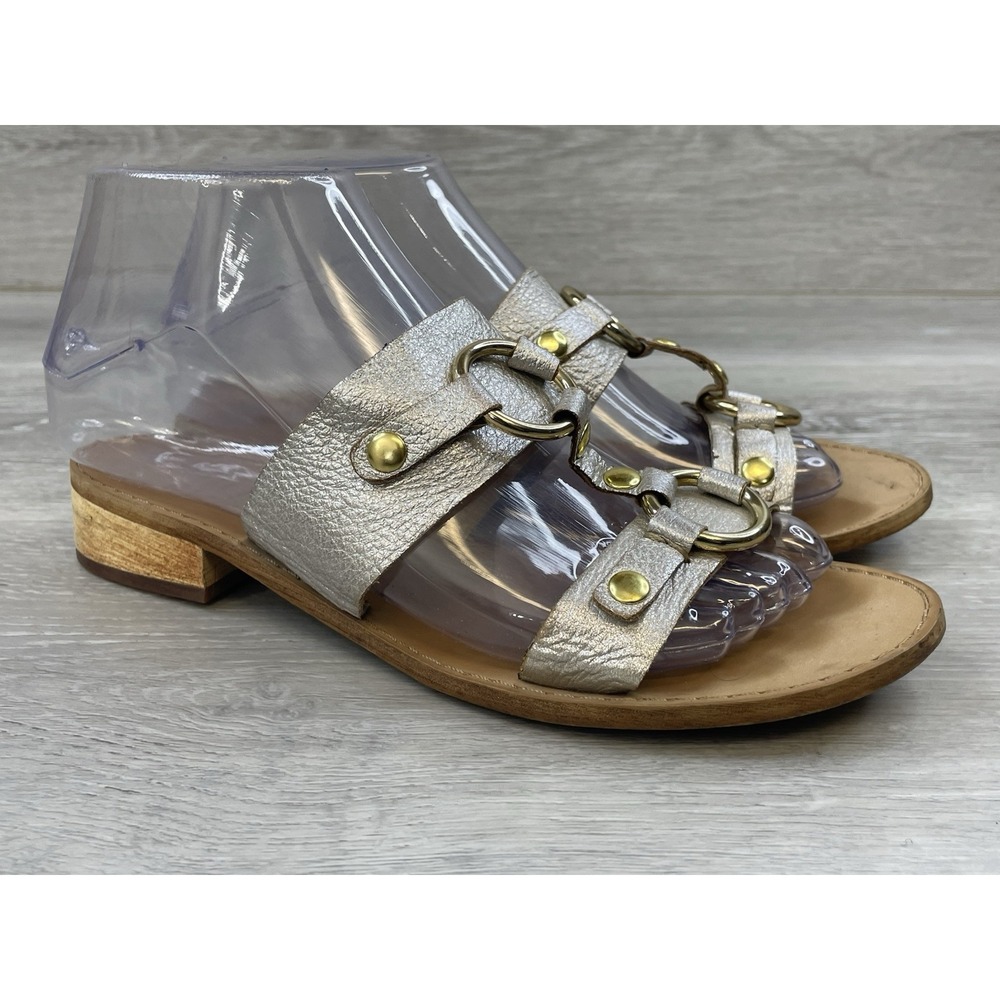 Latigo Rush Women's Sandal Silver Leather 6.5 Double Strap Buckle Boho Comfort‎